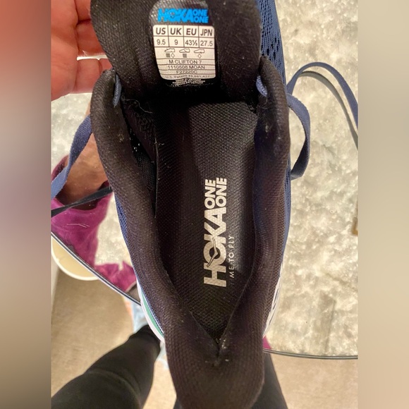 Hoka One Clifton 7 Running Sneaker Navy Blue Men’s size US 9.5 - Picture 7 of 10